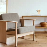 Fauteuil Lounge Block, veinage chêne blanc