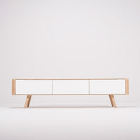 Buffet bas Ena chêne - blanc 180 x 42 cm