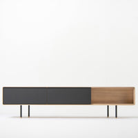 Meuble TV 200 Fina chêne - linoléum noir