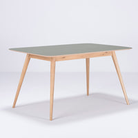 Table Stafa chêne - linoléum vert olive