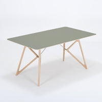 Table Tink chêne - plateau linoléum vert olive